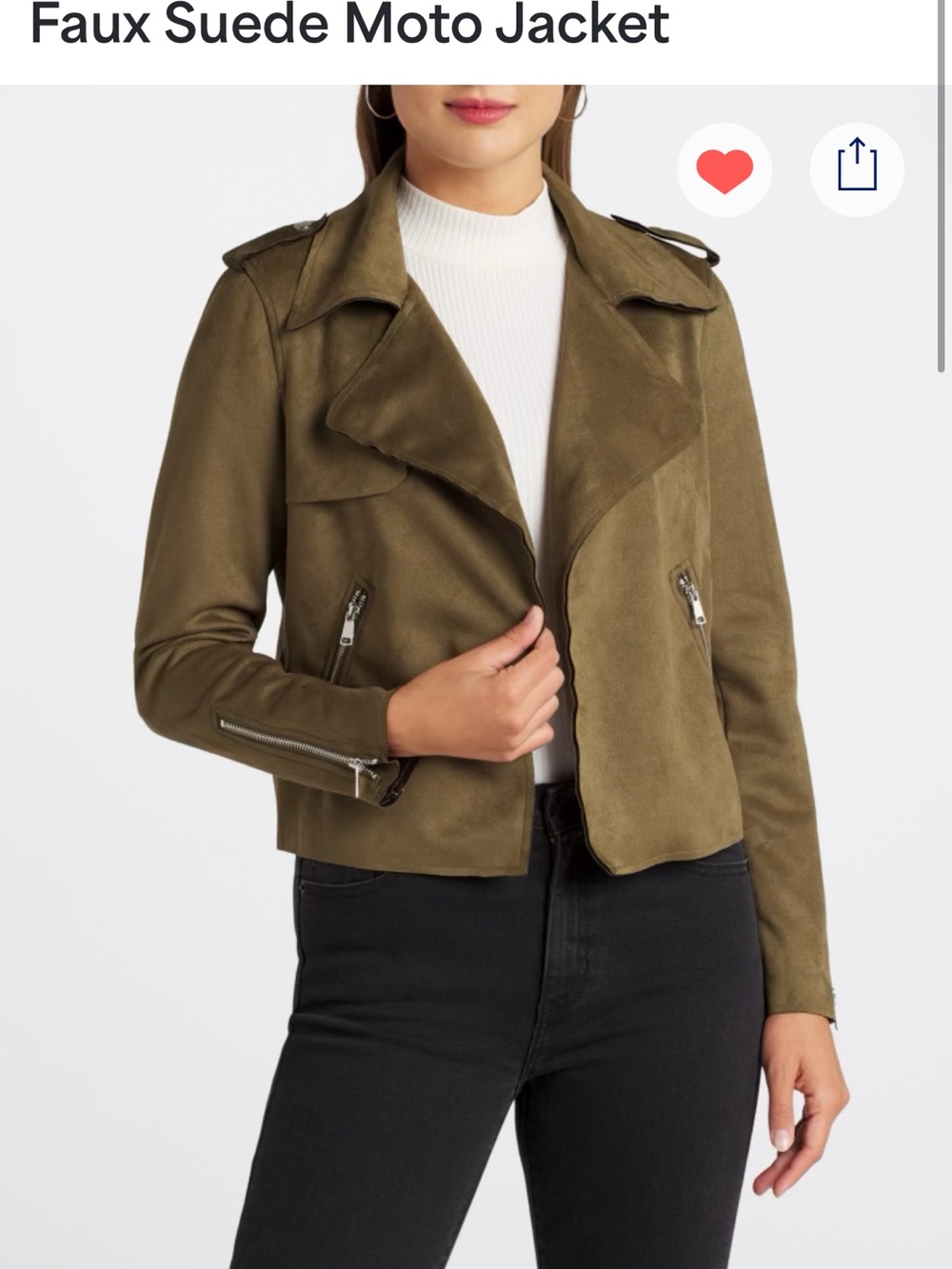 Vigoss Olive Faux Suede Moto Jacket